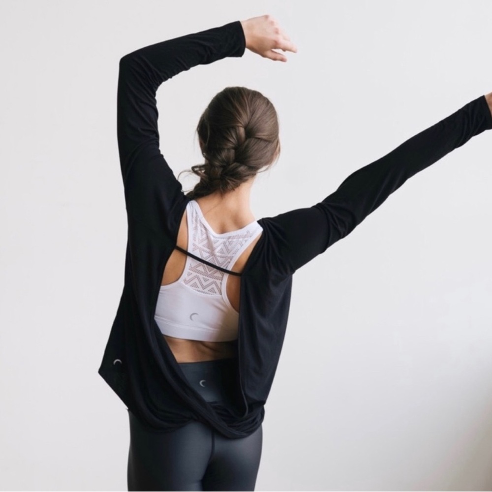 NWT ZYIA black Namaste long sleeve top XL